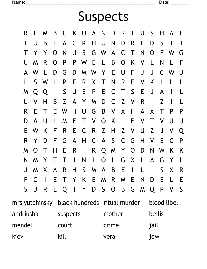 Suspects  Word Search