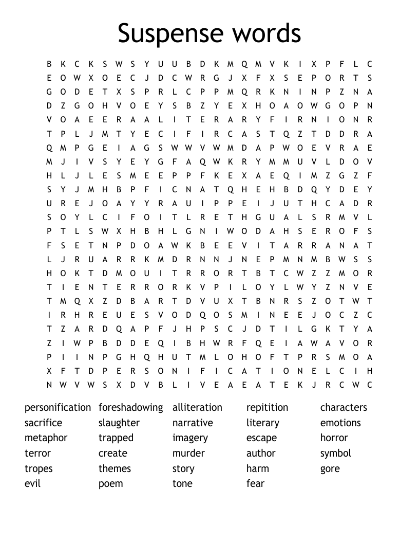 Suspense words Word Search