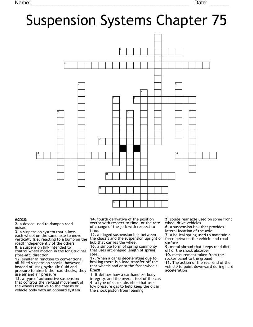 Suspension Systems Chapter 75 Crossword