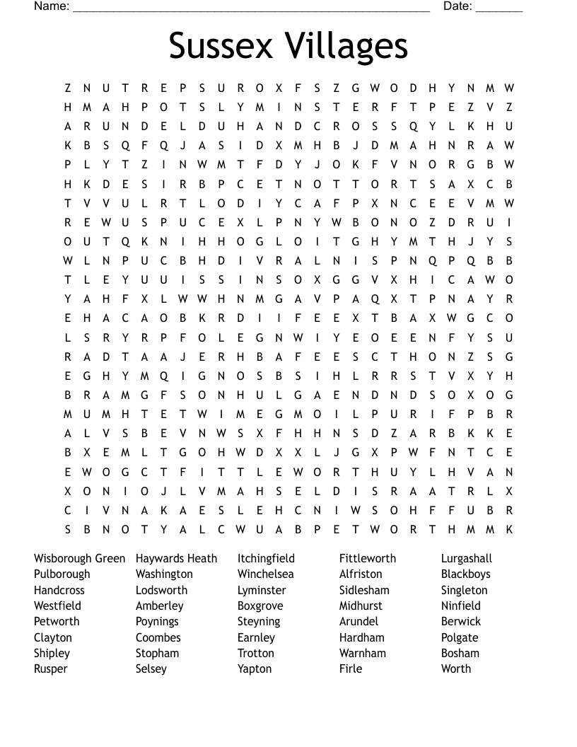 Sussex Villages Word Search
