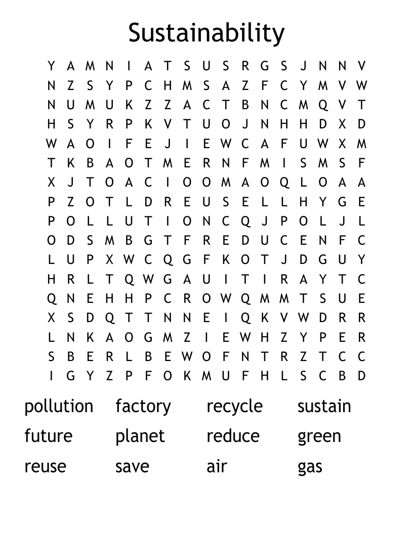 Sustainability Word Search