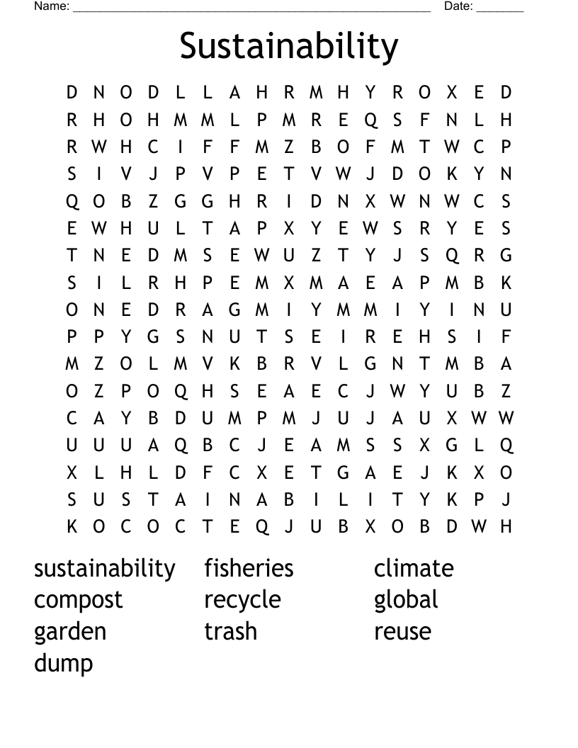 Sustainability Word Search
