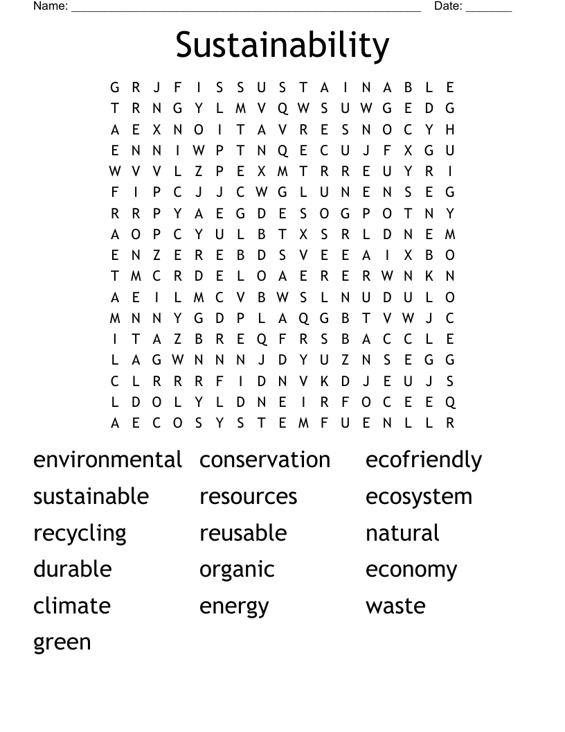 Sustainability Word Search