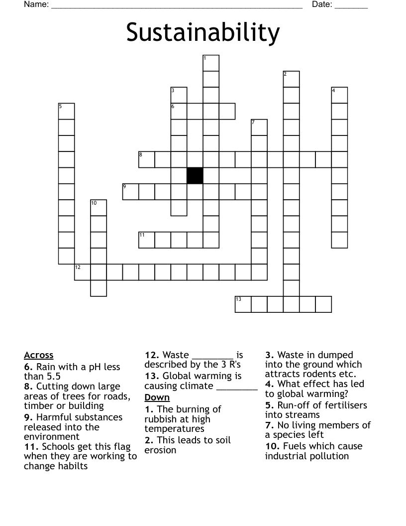 Sustainability Crossword