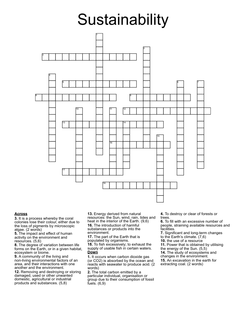Sustainability Crossword