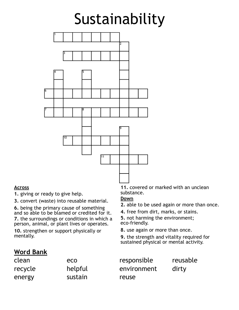 Sustainability Crossword