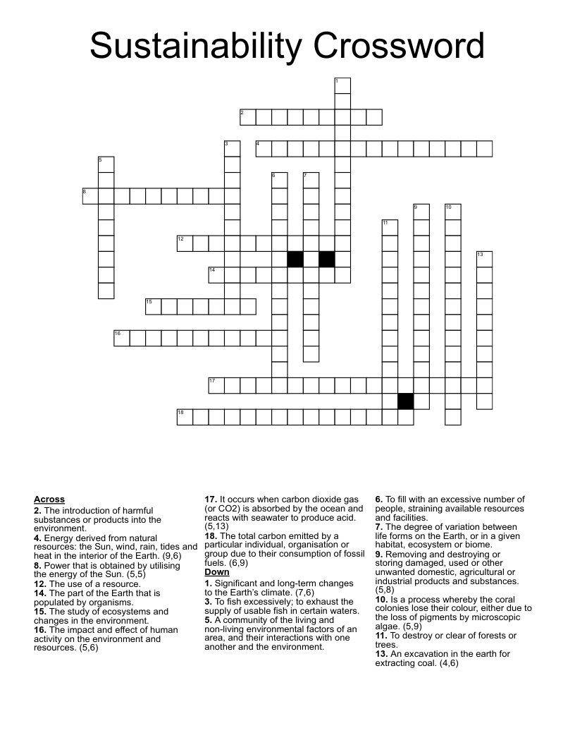 Sustainability Crossword