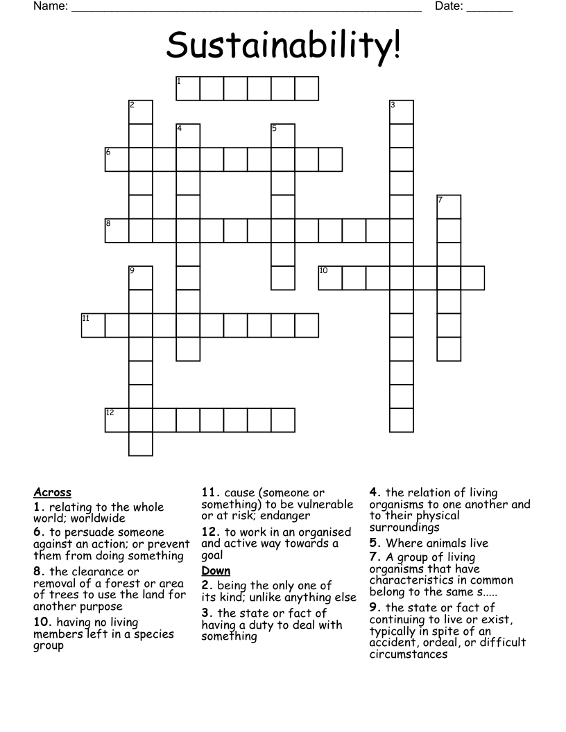 Sustainability!  Crossword