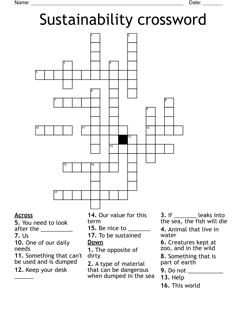 Sustainability crossword