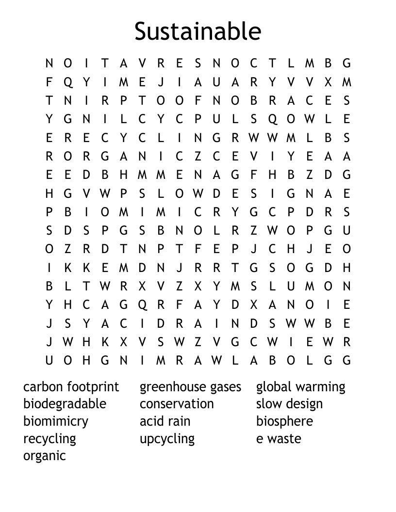 Sustainable Word Search