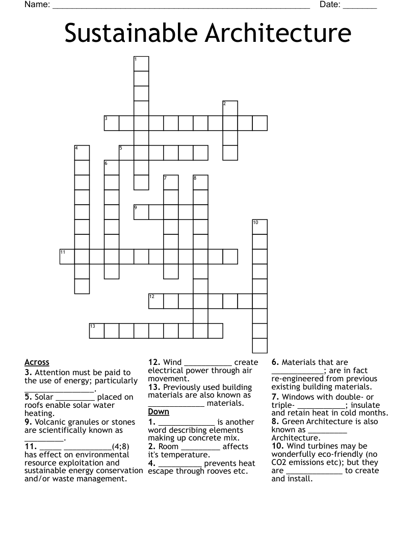 Sustainable Architecture Crossword