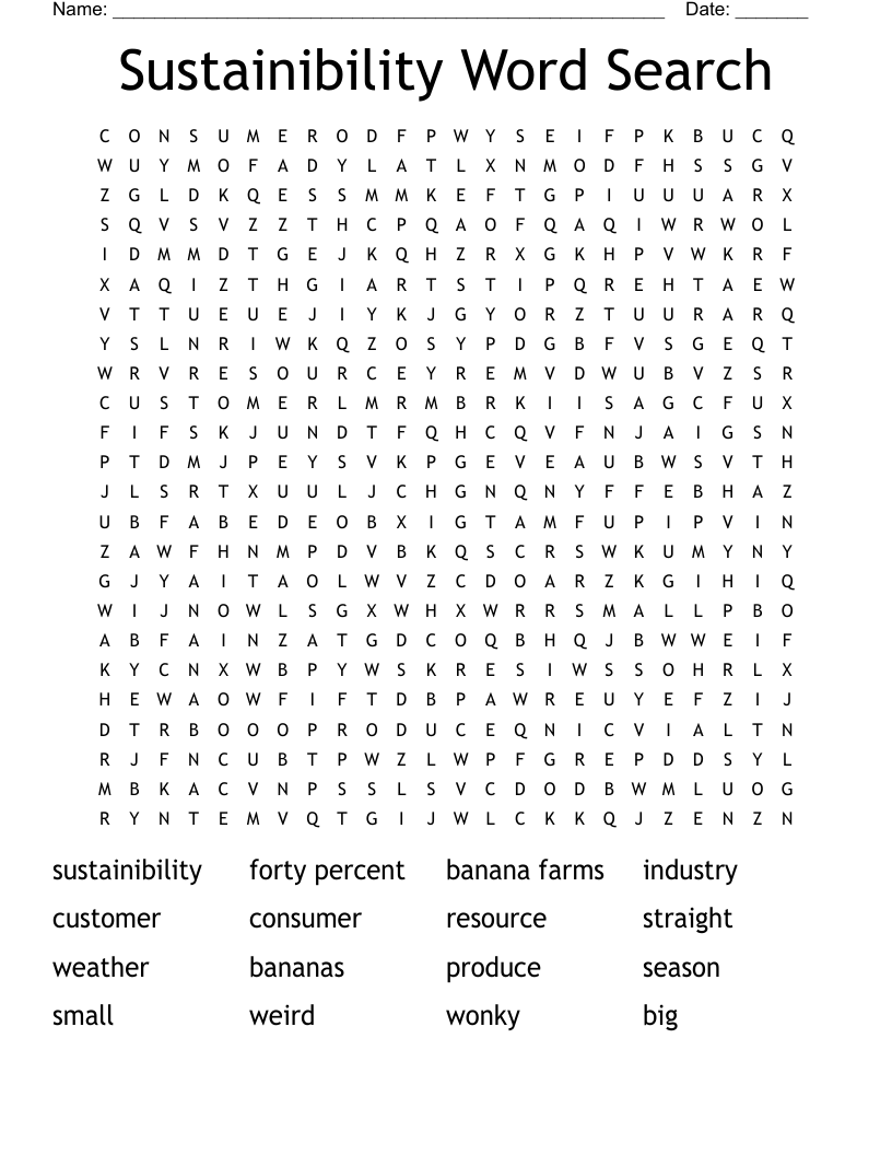 Sustainibility Word Search