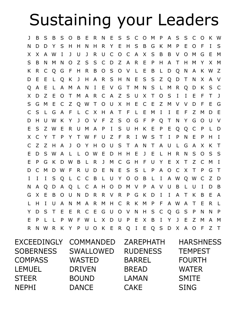 Sustaining your Leaders Word Search