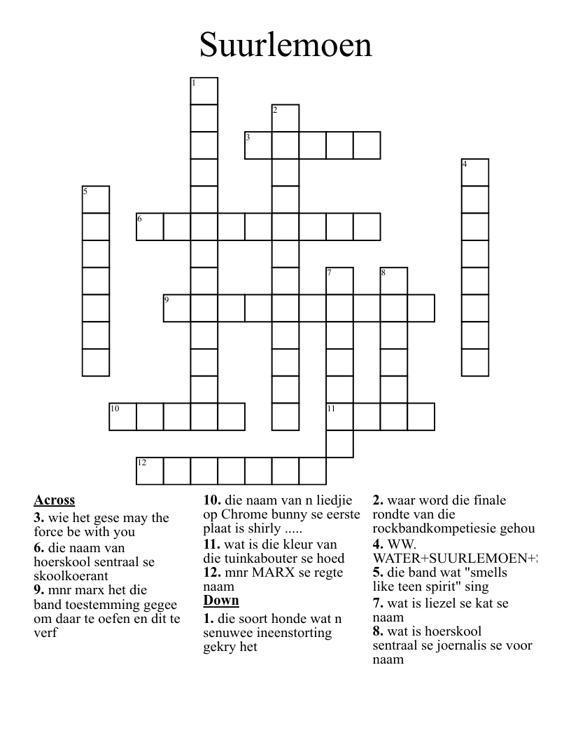 Suurlemoen Crossword