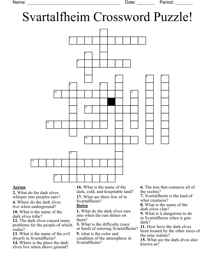 Svartalfheim Crossword Puzzle!