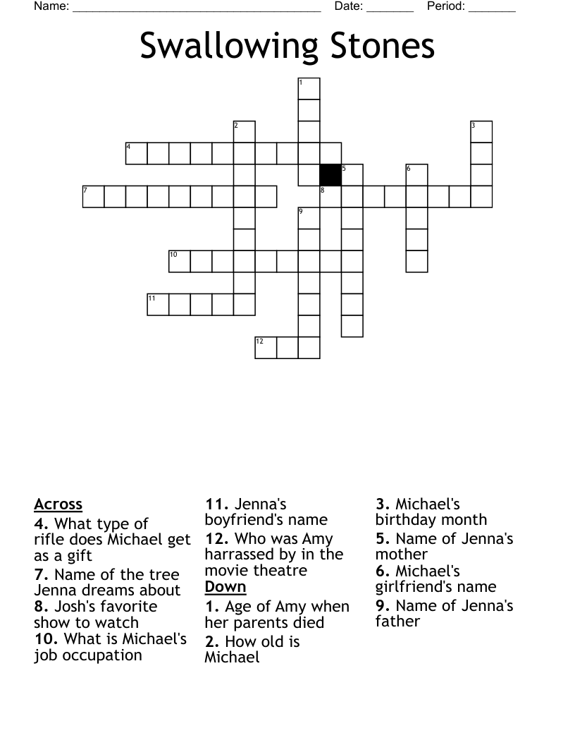 Swallowing Stones Crossword