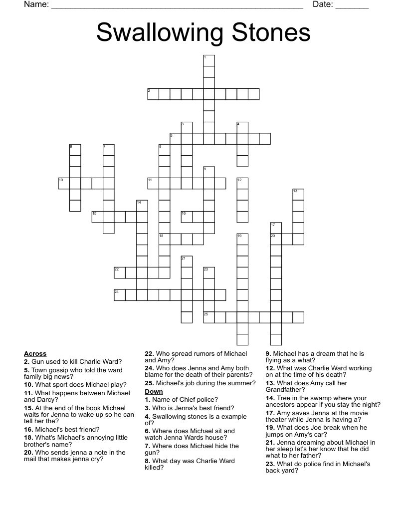 Swallowing Stones Crossword