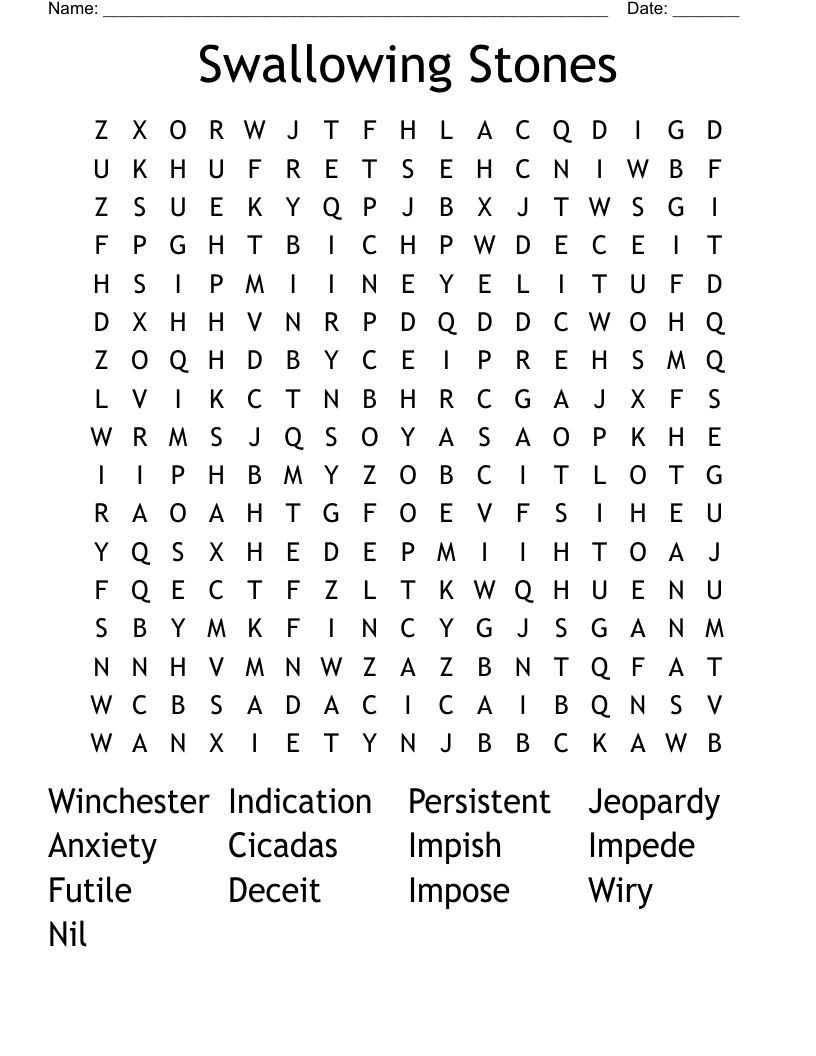 Swallowing Stones Word Search