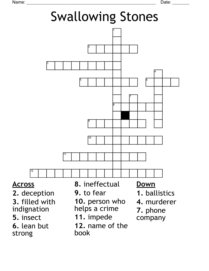 Swallowing Stones Crossword