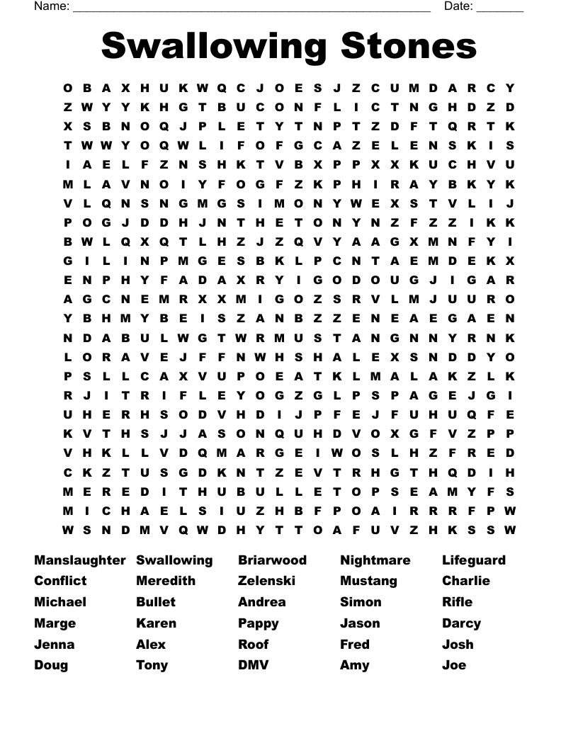 Swallowing Stones Word Search