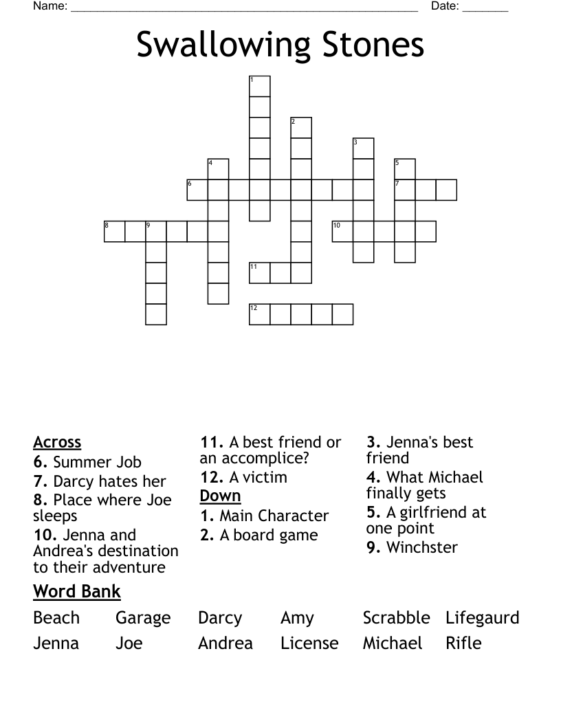 Swallowing Stones Crossword