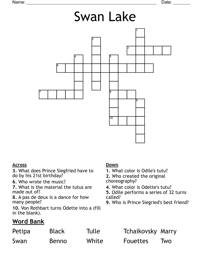 Swan Lake Crossword
