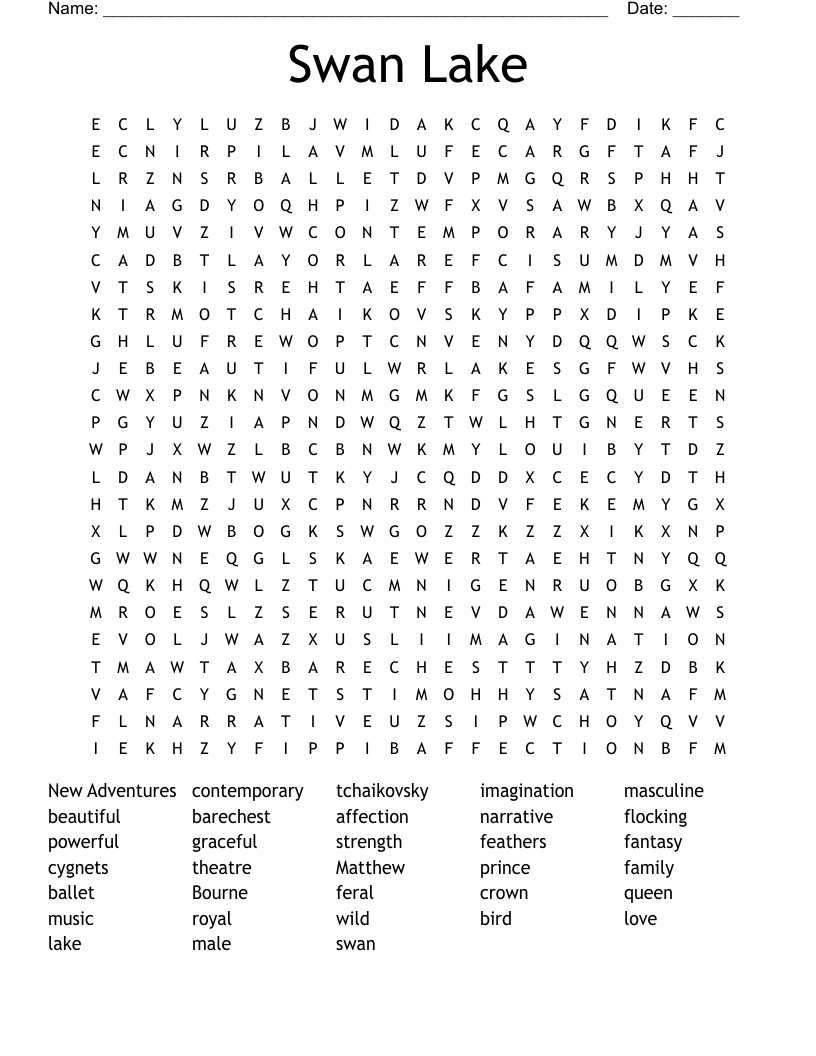 Swan Lake  Word Search