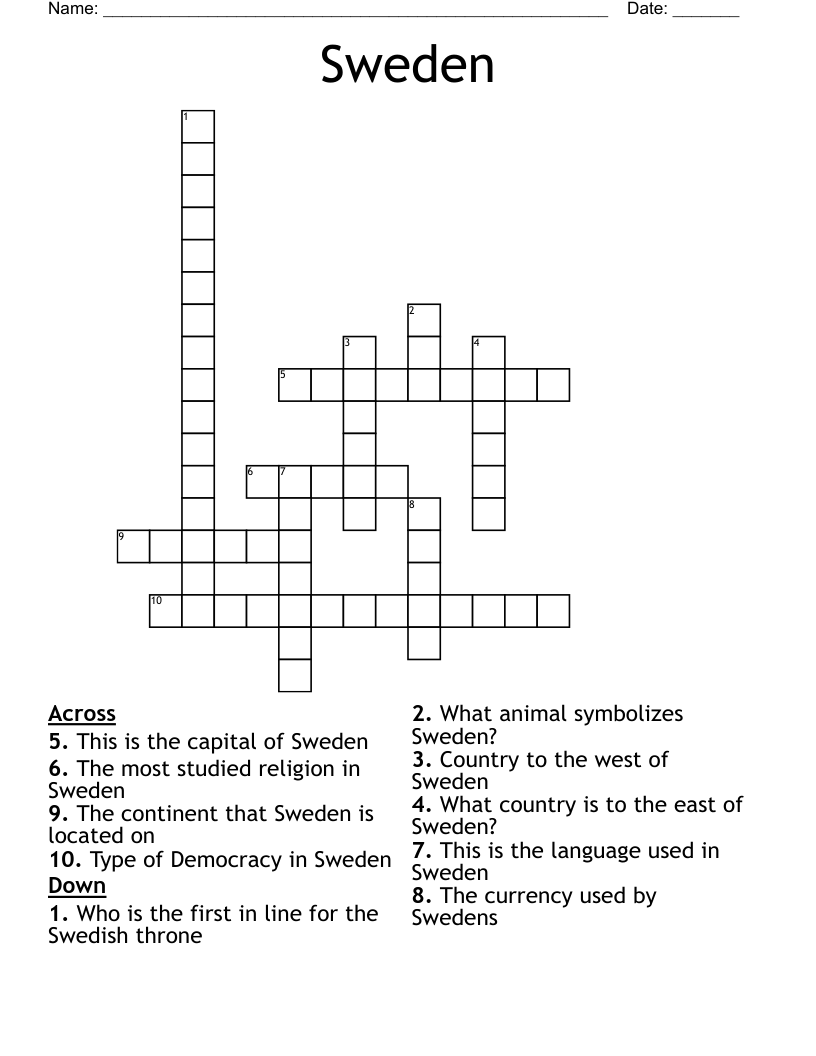 Sweden Crossword