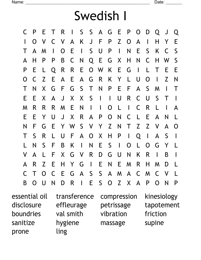 Swedish I Word Search