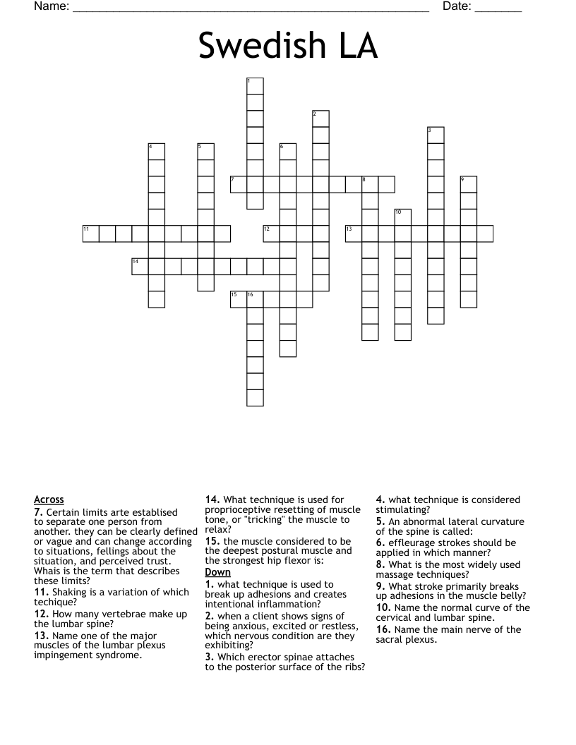 Swedish LA Crossword