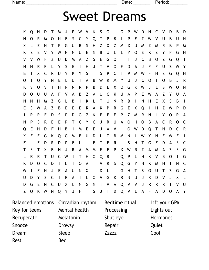 Sweet Dreams Word Search