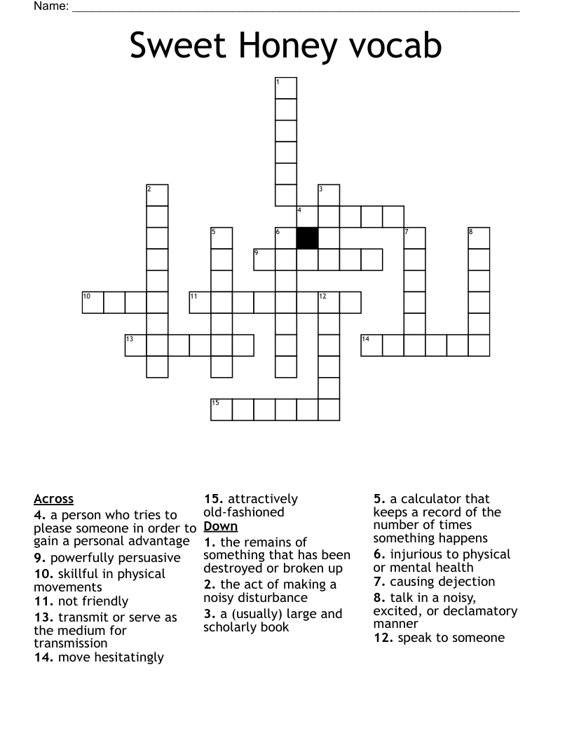 Sweet Honey vocab Crossword
