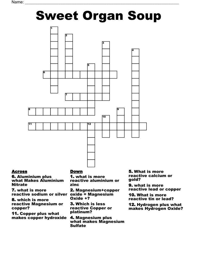 Sweet Organ Soup Crossword