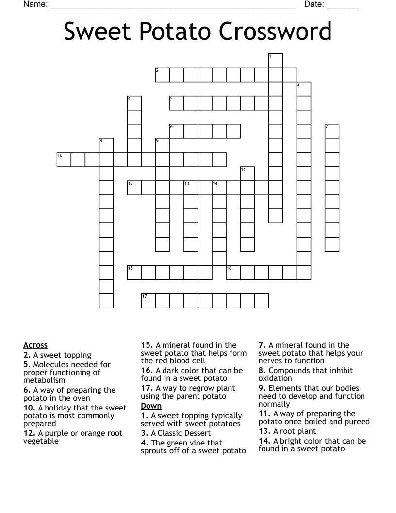 Sweet Potato Crossword