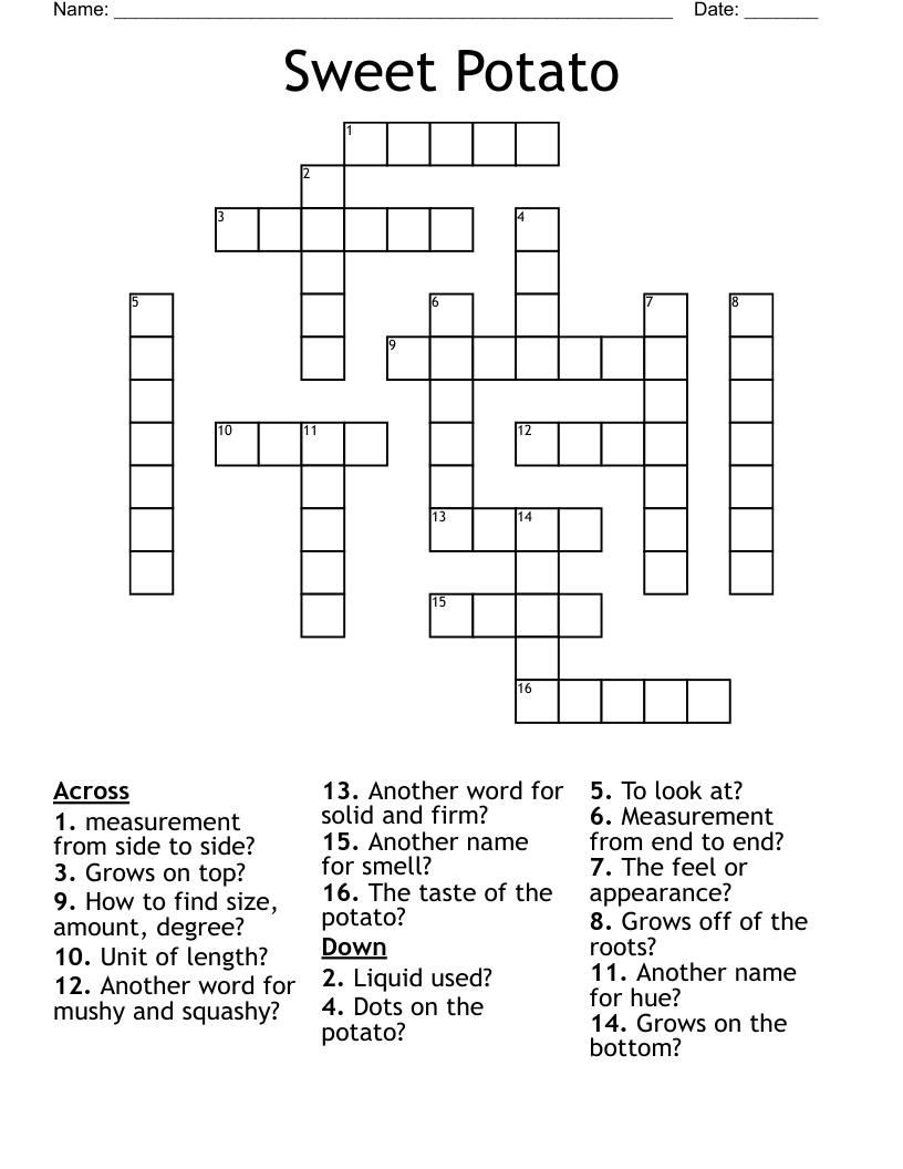 Sweet Potato  Crossword