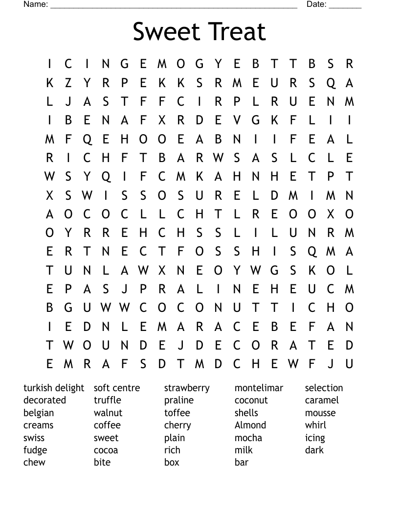 Sweet Treat Word Search