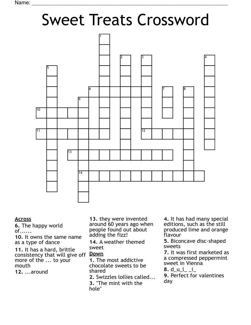 Sweet Treats Crossword