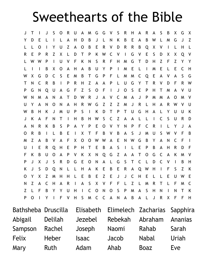 Sweethearts of the Bible Word Search
