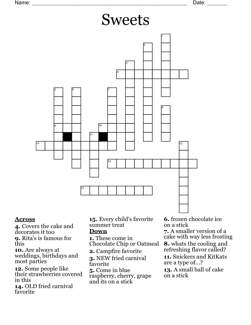 Sweets Crossword