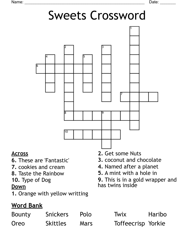 Sweets Crossword