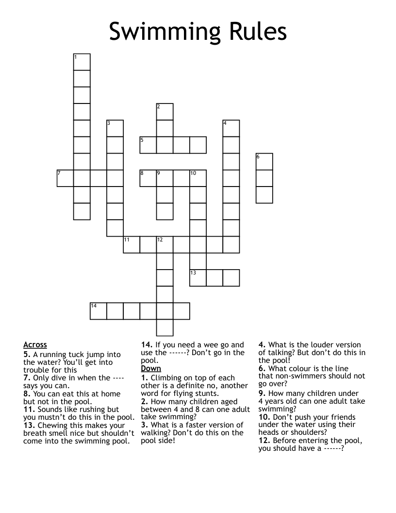 Swimming Rules Crossword