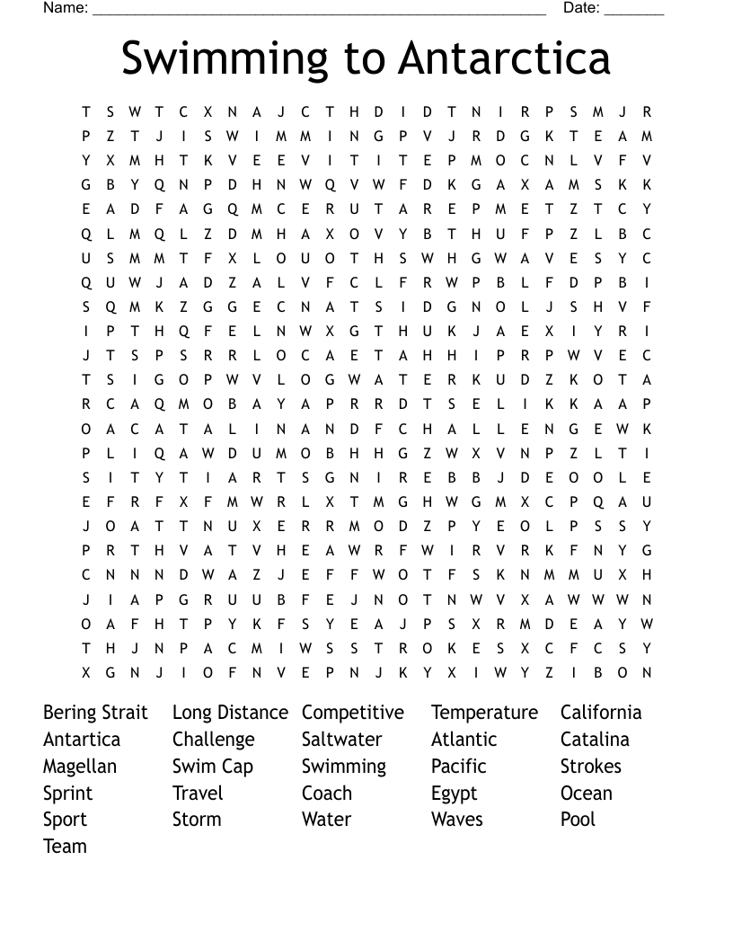 Swimming to Antarctica  Word Search