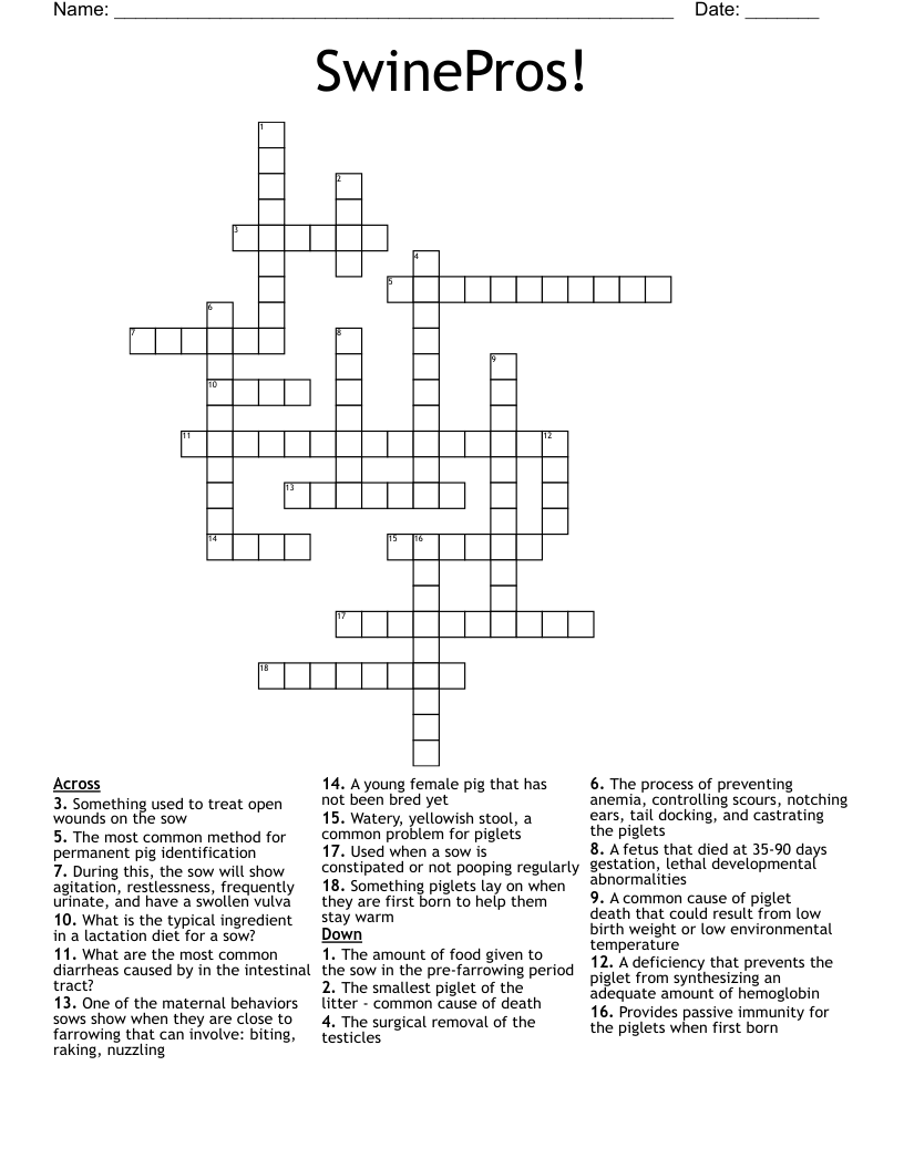 SwinePros! Crossword