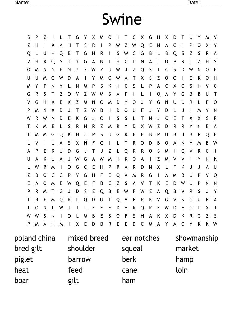 Swine Word Search