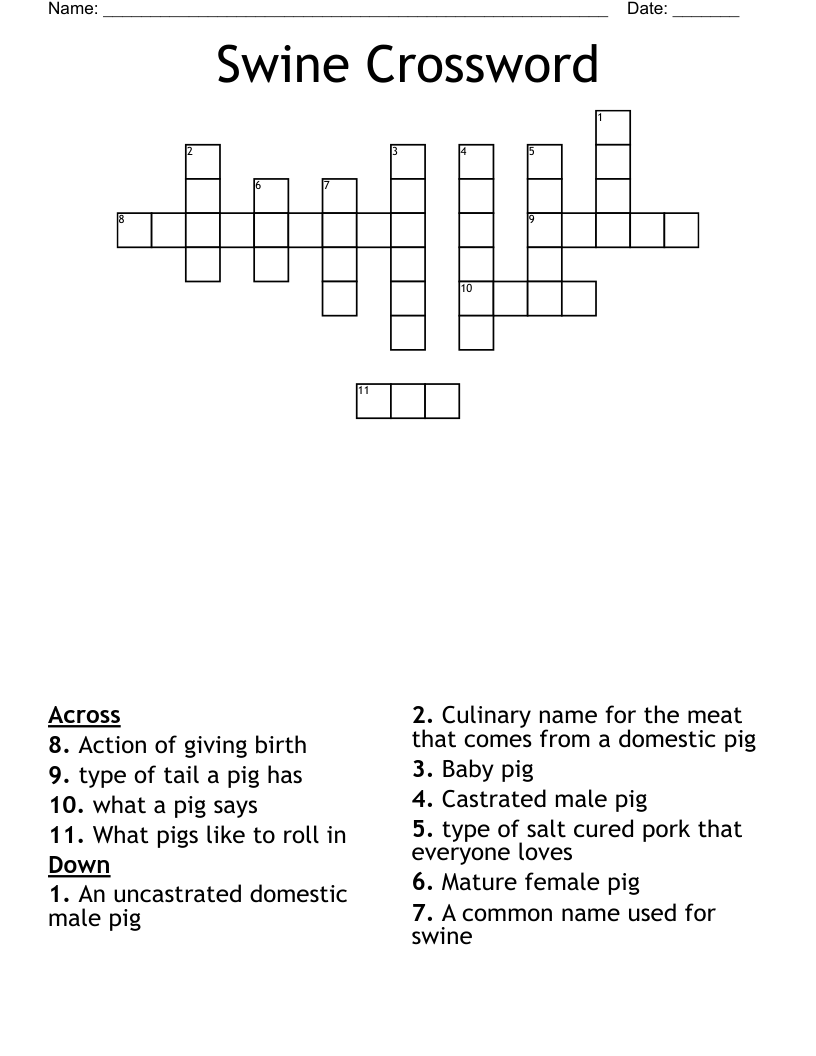 Swine Crossword