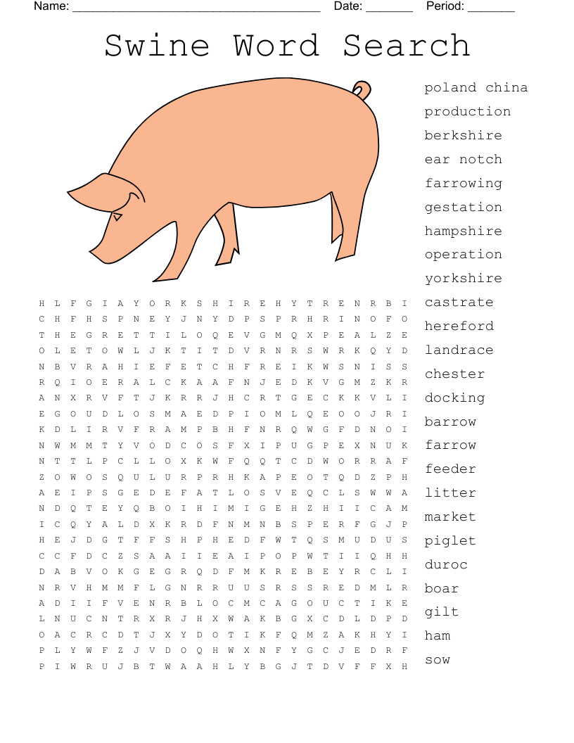 Swine Word Search