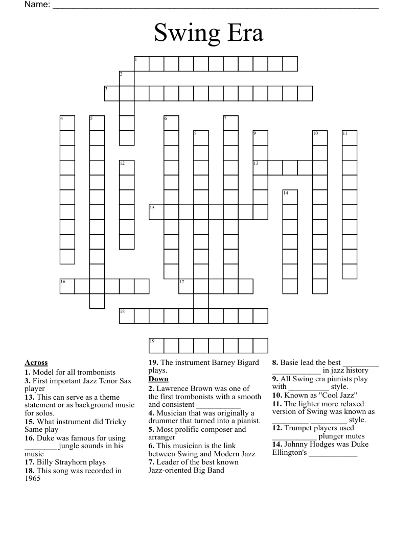 Swing Era Crossword