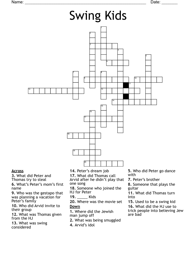 Swing Kids Crossword