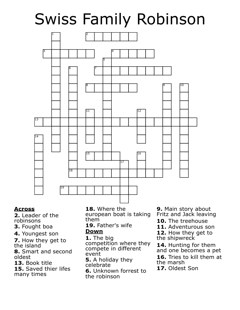 Swiss Family Robinson Crossword