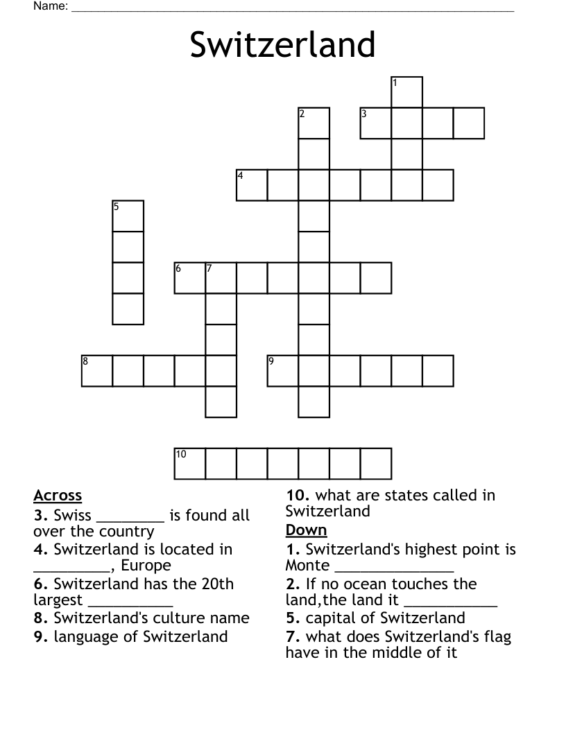 Switzerland Crossword